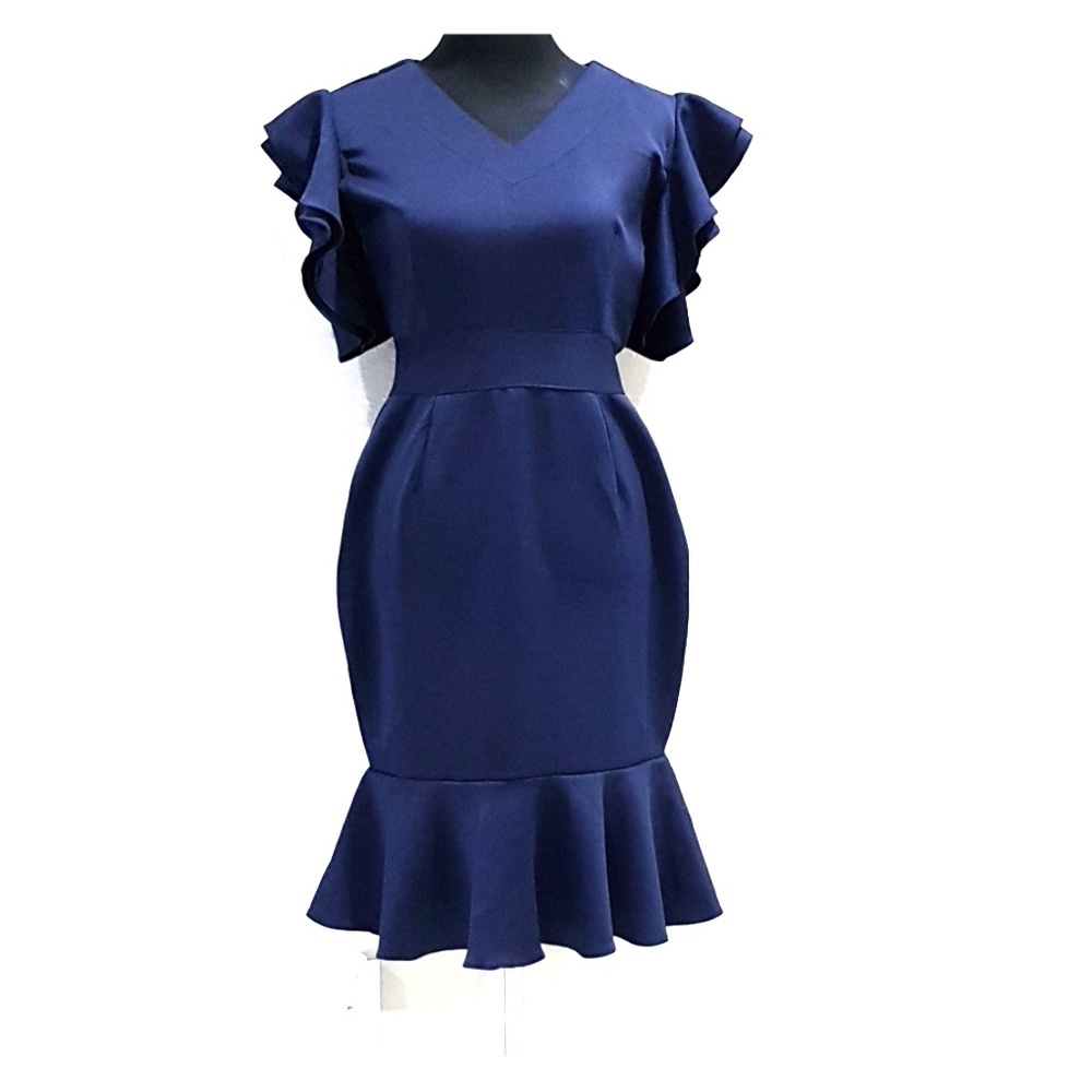Navy Blue Ruffle Dress New!